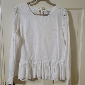 White eyelet pleplum top
